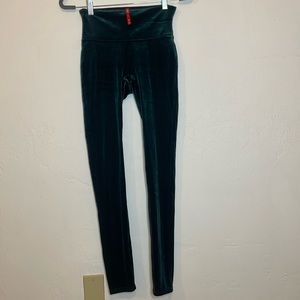 Spanx green velvet leggings- size small